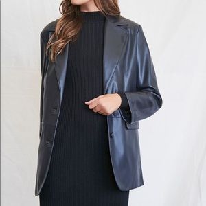Faux leather pocket jacket blazer l oversize